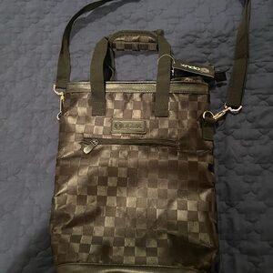 Opux Black Checkered Tote Bag